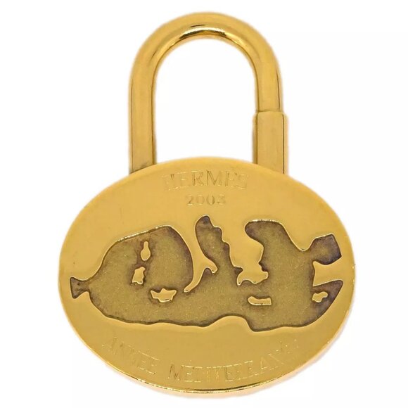 Hermes 2003 Annee Mediterranee Cadena Padlock Bag Charm Gold XX02130 - Picture 1 of 4